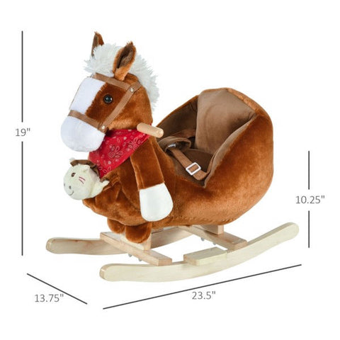 Plush Toddler Rocking Horse with Music and Hand Puppet