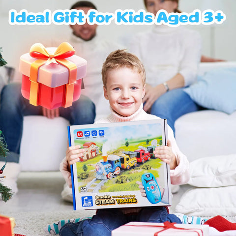 Kids Remote Control Electric Train Set with Lights and Smoke