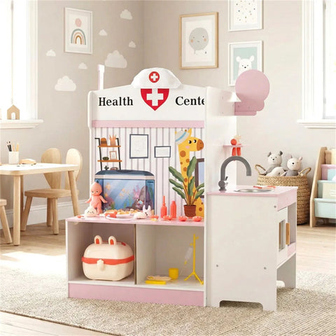 27-Piece Kids Wooden Doctor Medical Station Playset