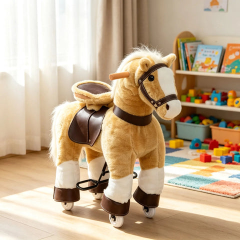 Plush Walking Horse Ride-On Toy for Kids Ages 3-8