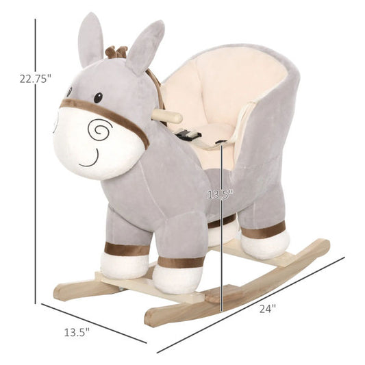 Plush Donkey Kids Rocking Horse Ride-On Toy