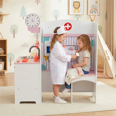 27-Piece Kids Wooden Doctor Medical Station Playset
