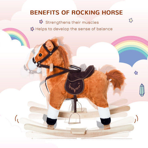 Plush Ride-On Rocking Horse with Realistic Sounds
