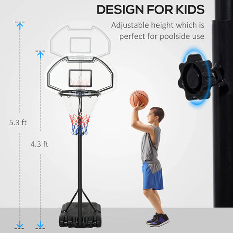Adjustable Poolside Basketball Hoop with Wheels