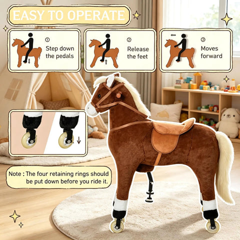 Kids Ride-On Walking Horse with Rolling Wheels