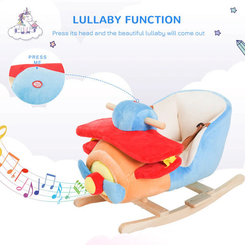 Plush Ride-On Airplane Rocker With Music and Seat Belt