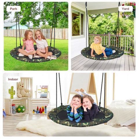 Heavy-Duty Steel Round Tree Swing with Adjustable Height
