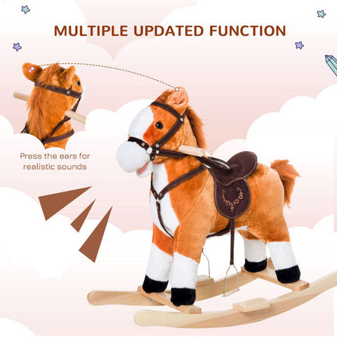 Plush Ride-On Rocking Horse with Realistic Sounds
