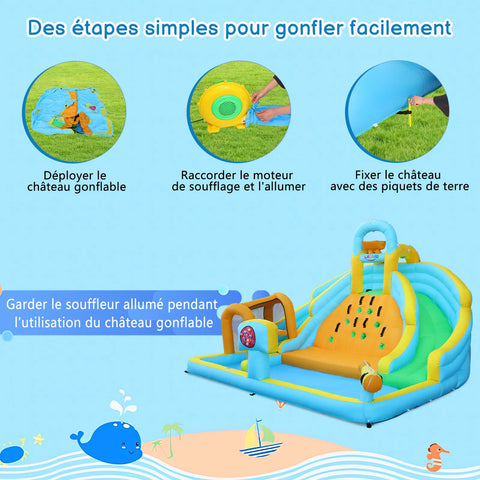 Inflatable Water Park Bounce House with 450W Blower