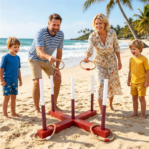 Solid Wood Ring Toss Yard Game Set
