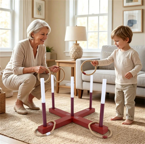 Solid Wood Ring Toss Yard Game Set