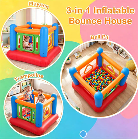 3-in-1 Inflatable Bounce House for Kids