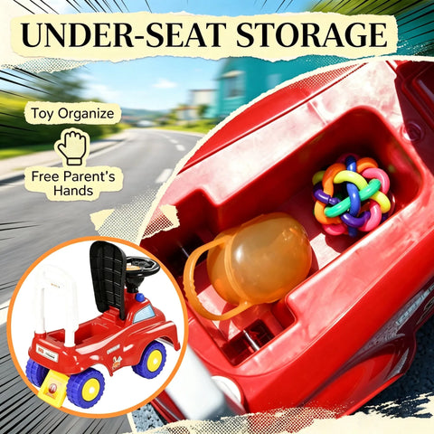 Toddler Fire Truck Ride-On Sliding Car Toy with Music and Horn