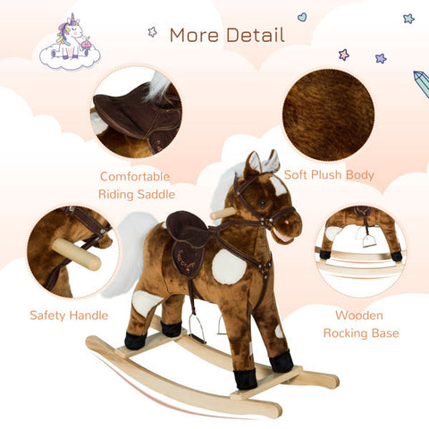 Plush Rocking Horse Toy with Sound and Motion
