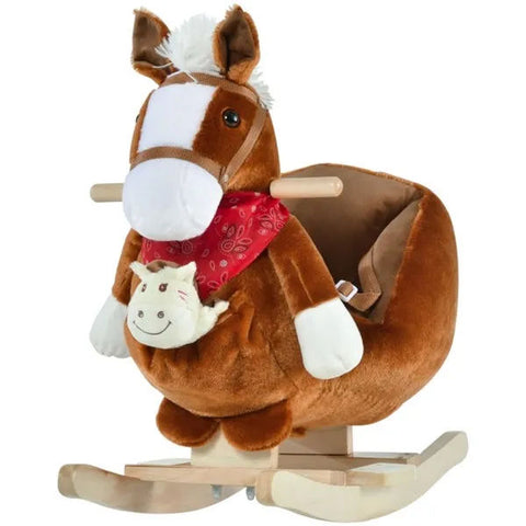 Plush Toddler Rocking Horse with Music and Hand Puppet