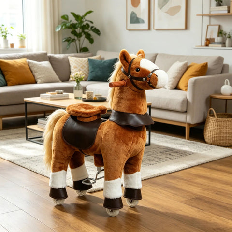 Kids' Ride-On Pony Horse Toy with Wheels and Sounds