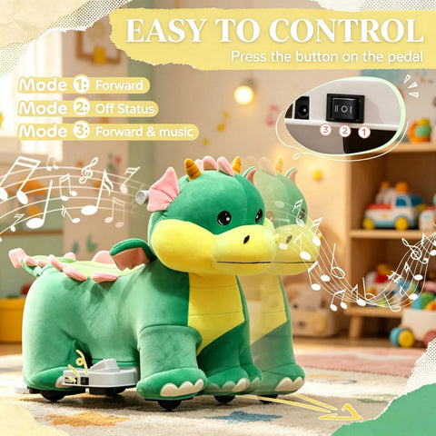 6V Electric Ride-on Toy with Music and Silent PU Wheels