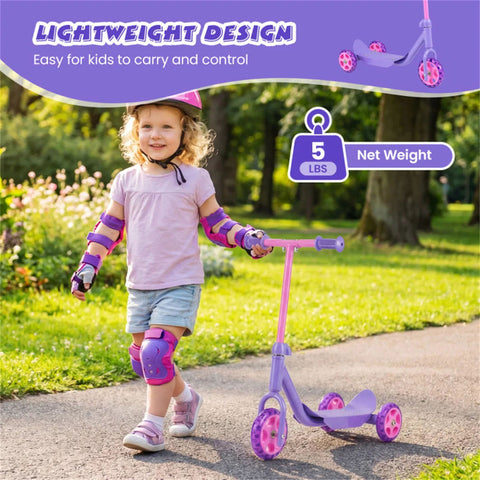 3-Wheel Toddler Kick Scooter with LED Light-Up Wheels