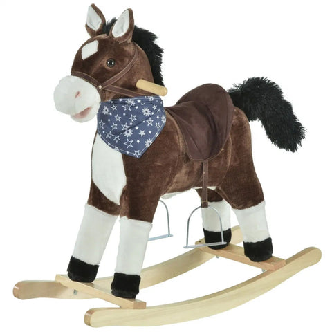 Classic Plush Rocking Horse Toy with Realistic Sound