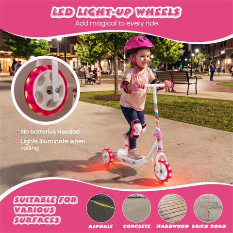 3-Wheel Kids Scooter With LED Light-Up Wheels for Toddlers