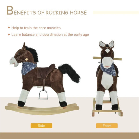 Classic Plush Rocking Horse Toy with Realistic Sound