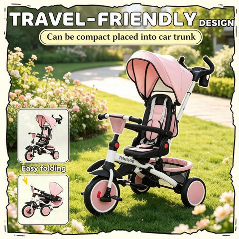 6-in-1 Convertible Kids Stroller Tricycle with Adjustable Push Handle