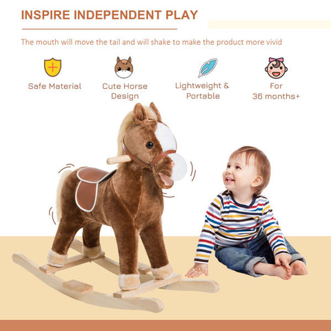 Plush Rocking Horse Toy with Realistic Sound Effects