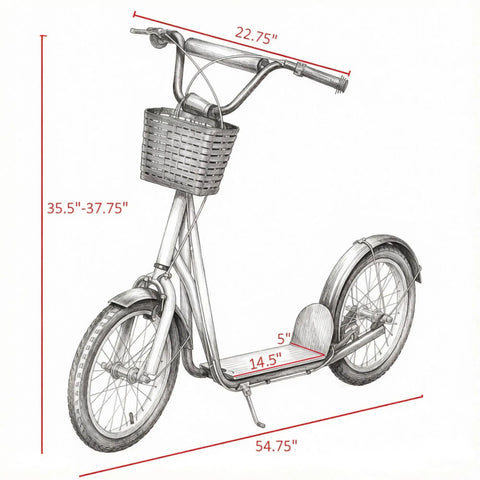 16-Inch Inflatable Youth Kick Scooter With Adjustable Handlebars