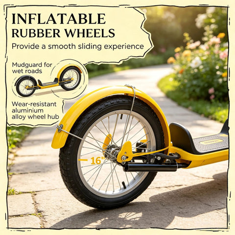 16-Inch Inflatable Youth Kick Scooter With Adjustable Handlebars