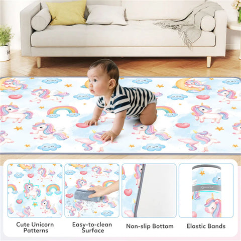 Waterproof Unicorn Print Baby Playpen Foam Mat