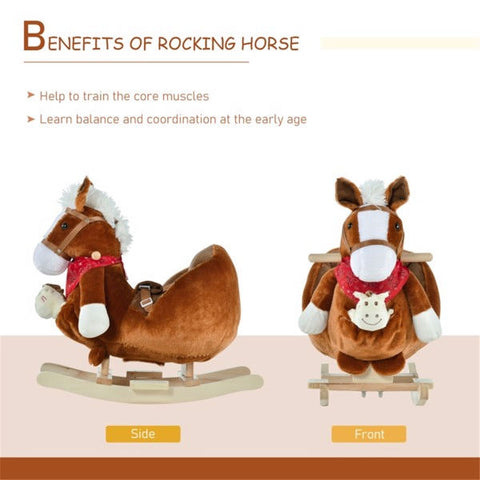 Plush Toddler Rocking Horse with Music and Hand Puppet