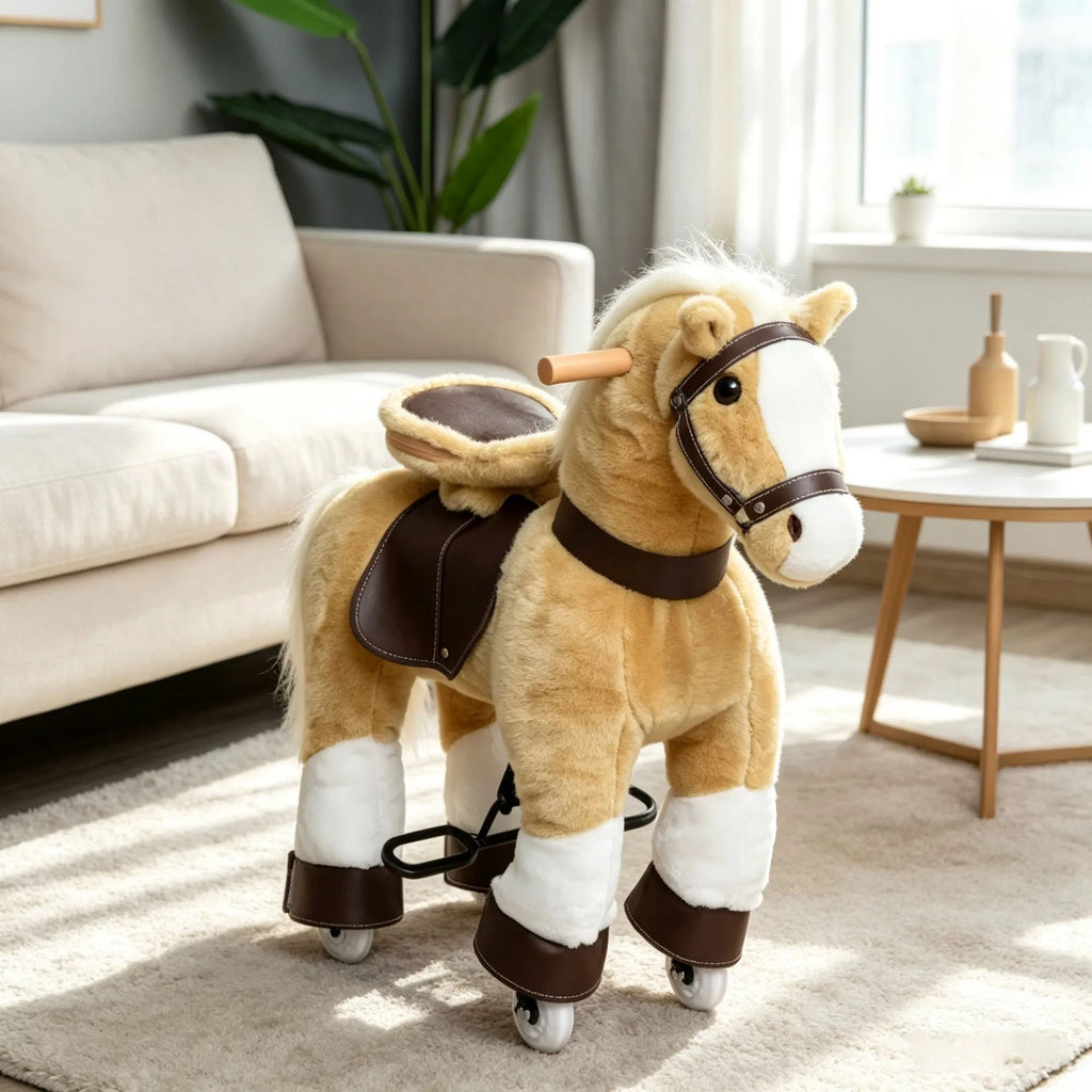 Plush Walking Horse Ride-On Toy for Kids Ages 3-8
