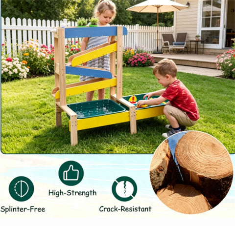 3-in-1 Kids Wooden Sand and Water Table with Faucet