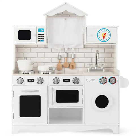 Kids Wooden Play Kitchen with Washing Machine