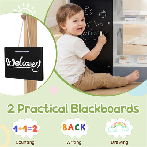 Gray Wooden Kids Supermarket Playset with Vending Machine