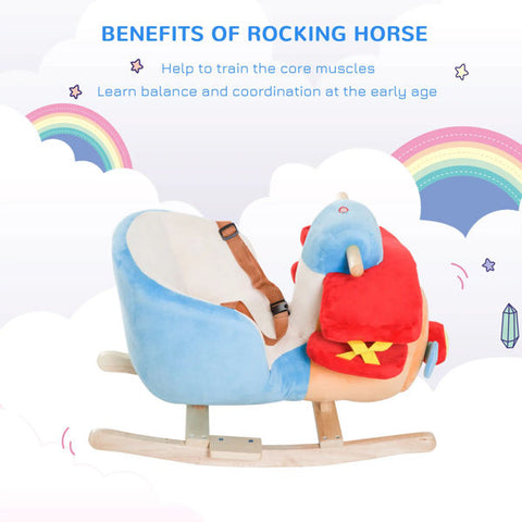 Plush Ride-On Airplane Rocker With Music and Seat Belt