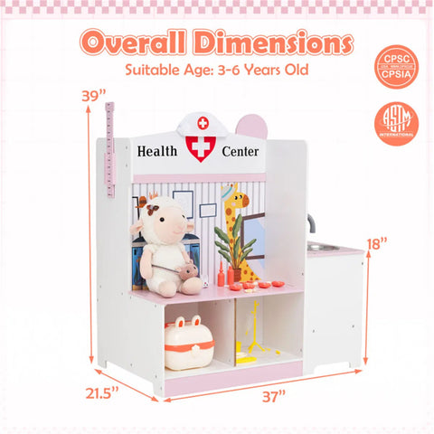 27-Piece Kids Wooden Doctor Medical Station Playset