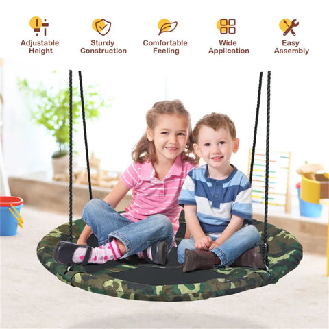 Heavy-Duty Steel Round Tree Swing with Adjustable Height