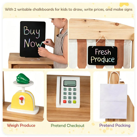 2-in-1 Kids Mud Kitchen & Farmers Market Stand