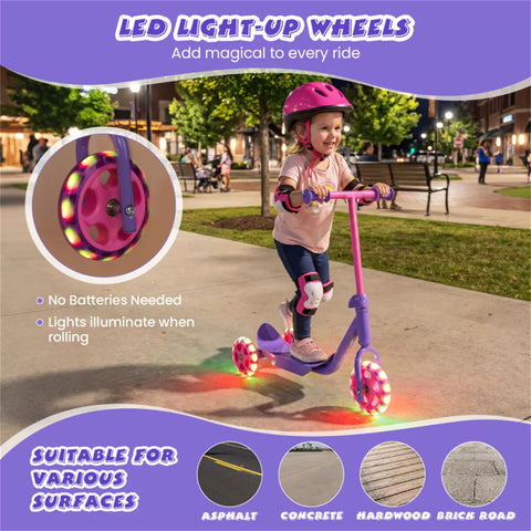 3-Wheel Toddler Kick Scooter with LED Light-Up Wheels