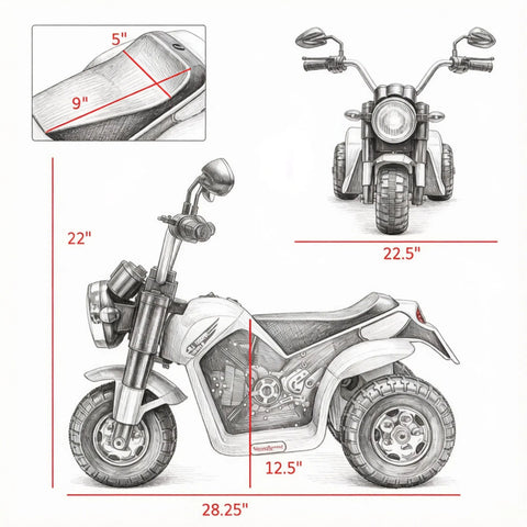 6V Kids Electric 3-Wheel Ride-On Motorcycle Toy