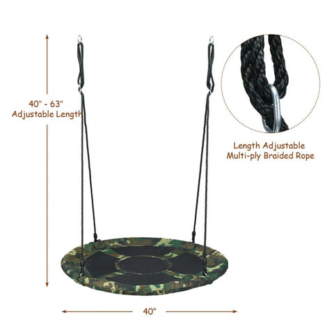 Heavy-Duty Steel Round Tree Swing with Adjustable Height