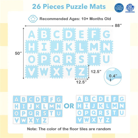 26-Piece Alphabet EVA Foam Interlocking Floor Tiles Play Mat