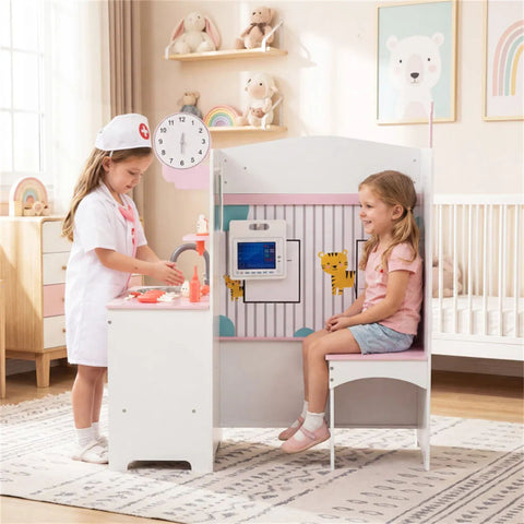 27-Piece Kids Wooden Doctor Medical Station Playset