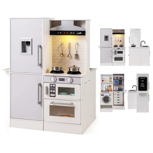 Dual-Sided Kids Play Kitchen with Lights and Sounds