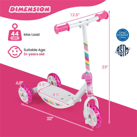 3-Wheel Kids Scooter With LED Light-Up Wheels for Toddlers