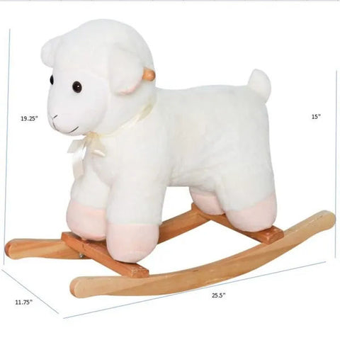 Plush Rocking Horse Toy with Wooden Base