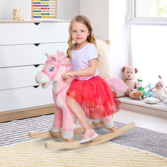 Plush Rocking Horse Toy with Realistic Sound Effects