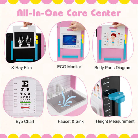 Pink Wooden Doctor Office Playset for Toddlers