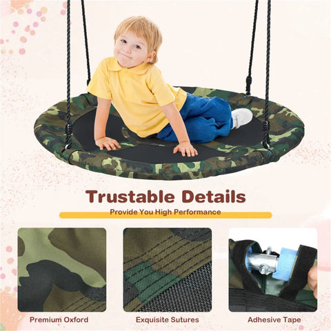 Heavy-Duty Steel Round Tree Swing with Adjustable Height